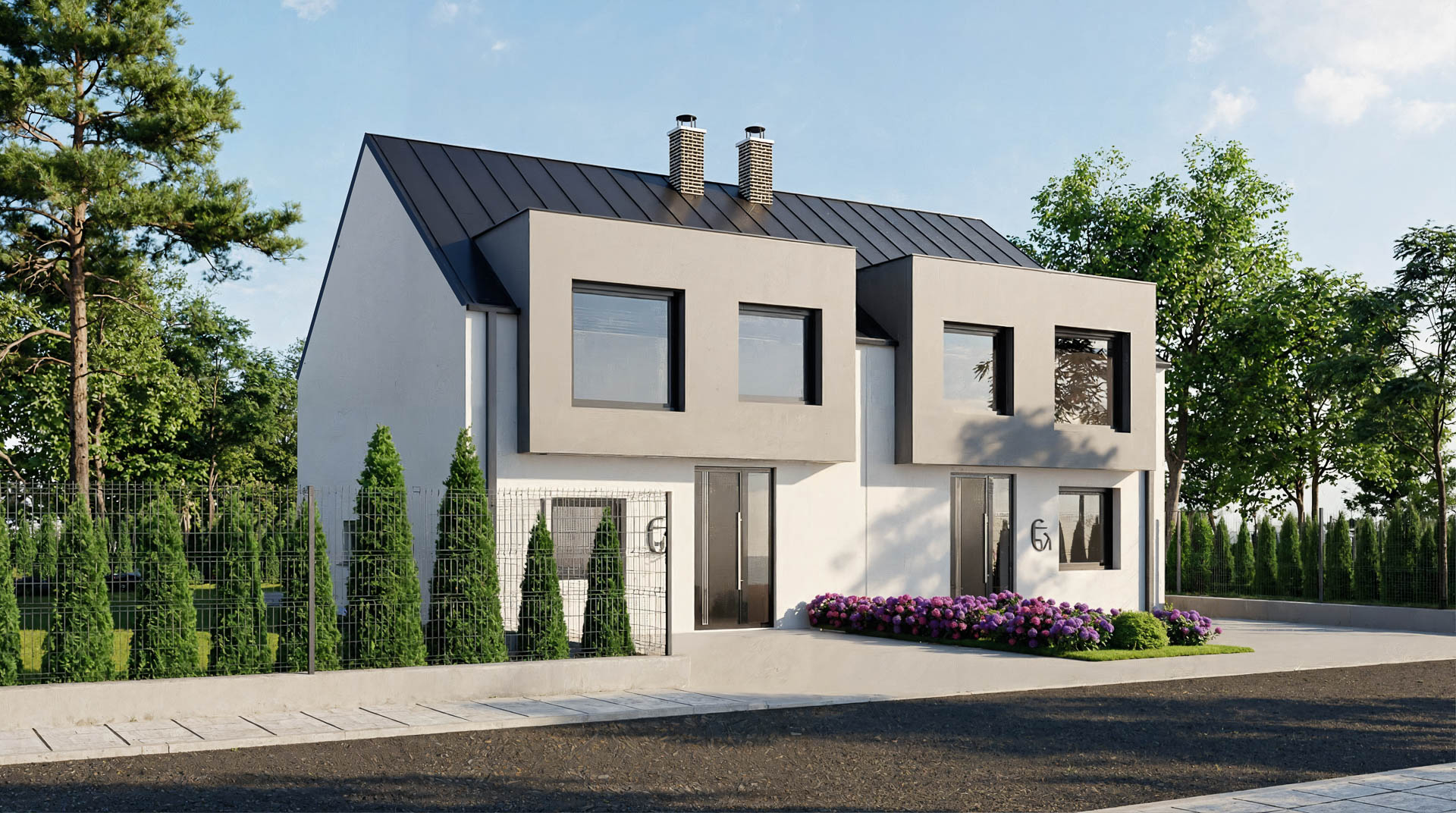 Pohled na dům Dům 1 – Šalvěj v projektu Luční Háj – pohled 1